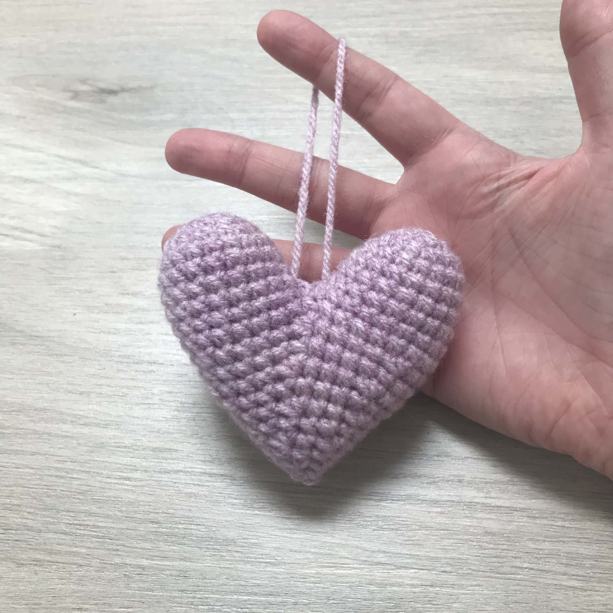 Crochet Mauve Heart Hanging Decoration