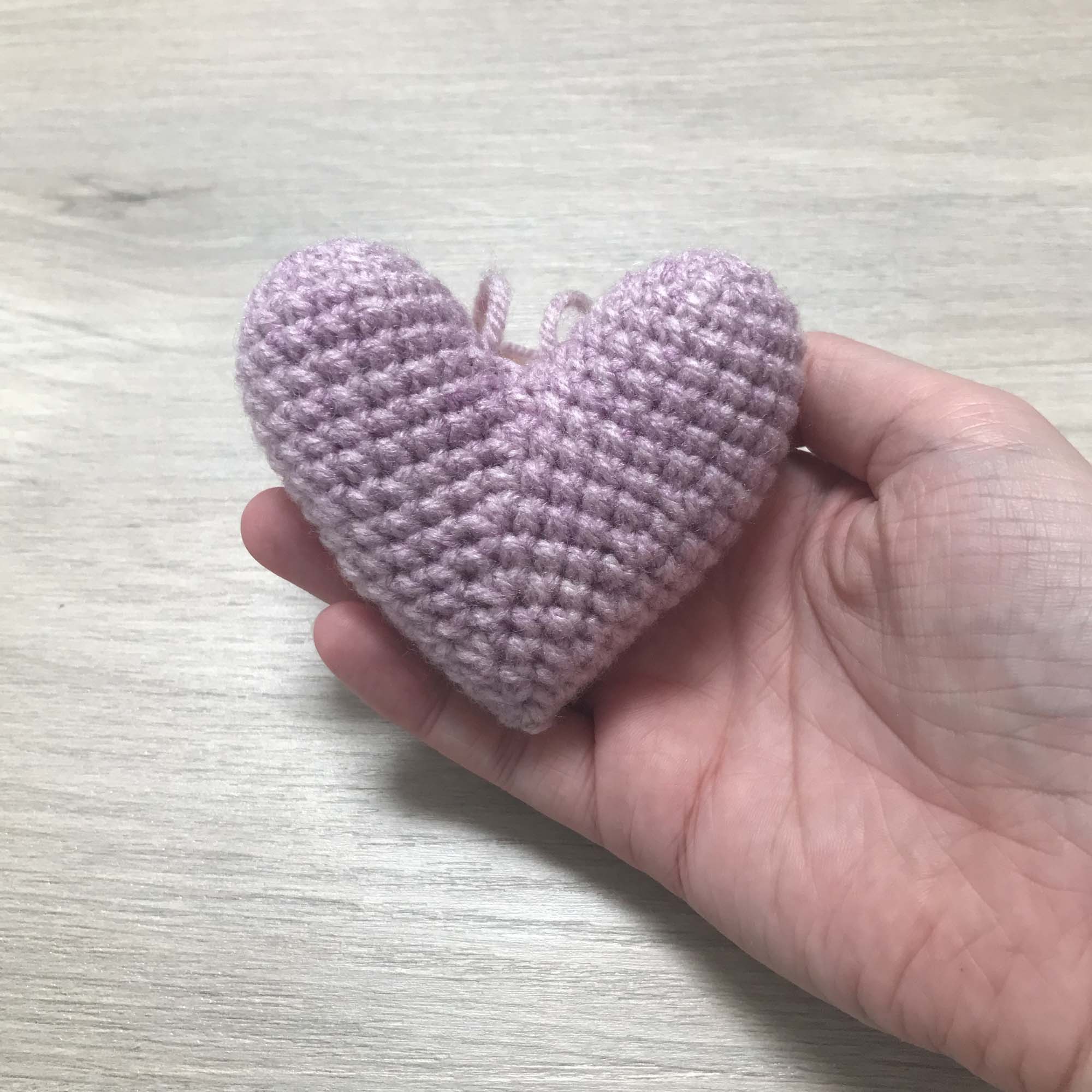 Crochet Mauve Heart Hanging Decoration