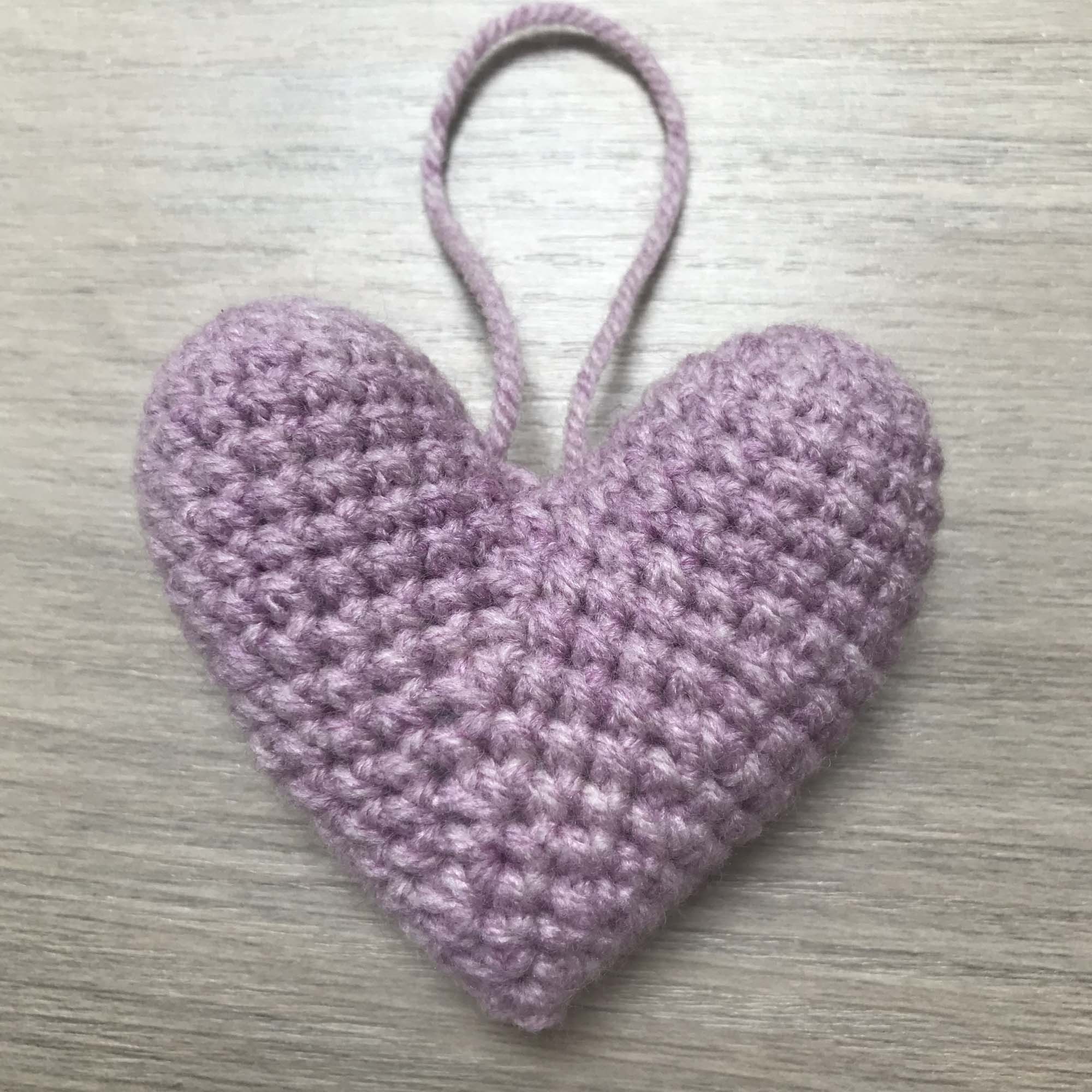 Crochet Mauve Heart Hanging Decoration