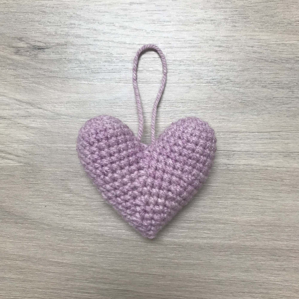 Crochet Mauve Heart Hanging Decoration