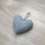 Crochet Teal Grey Heart Hanging Decoration