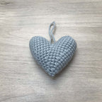 Crochet Teal Grey Heart Hanging Decoration