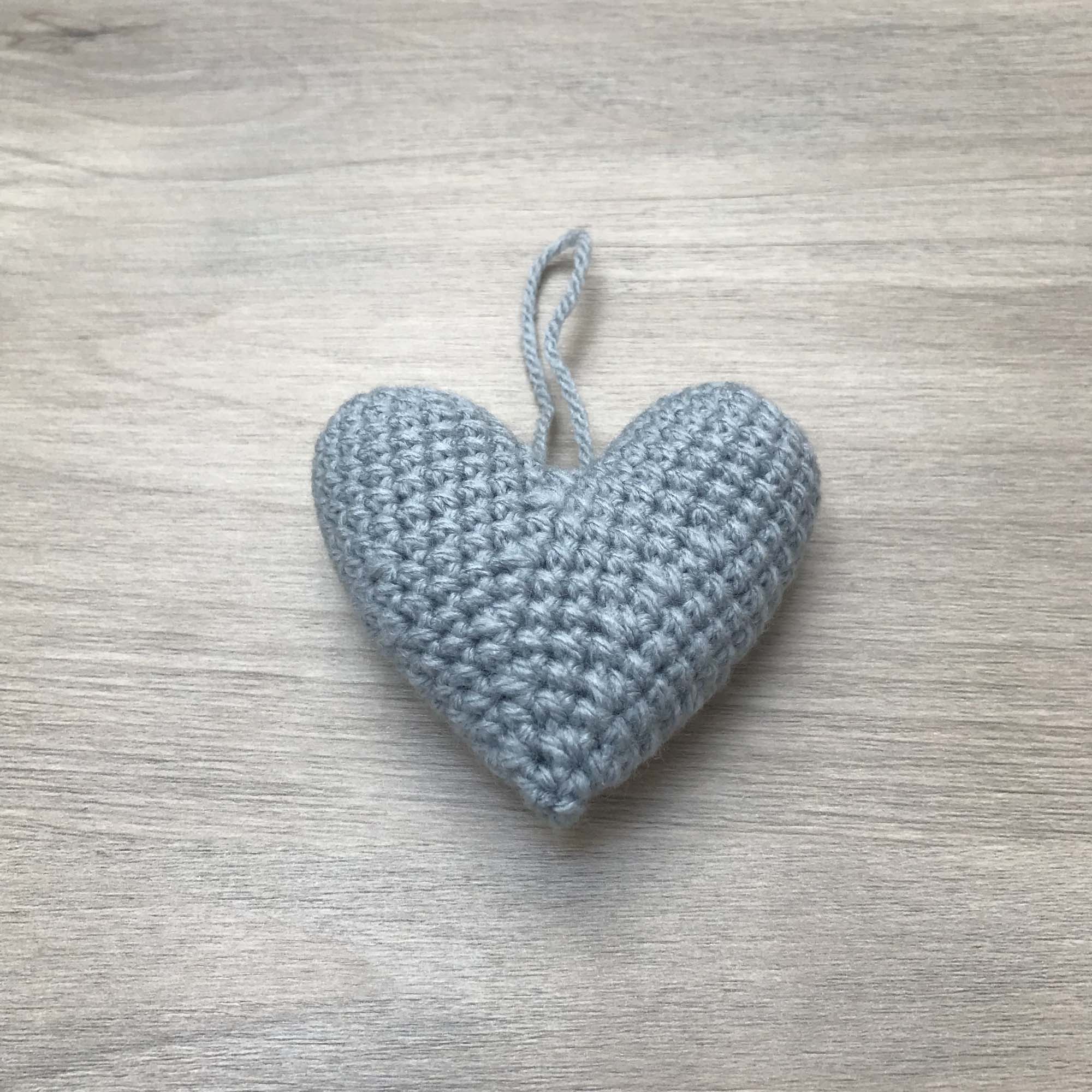Crochet Teal Grey Heart Hanging Decoration