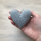Crochet Teal Grey Heart Hanging Decoration