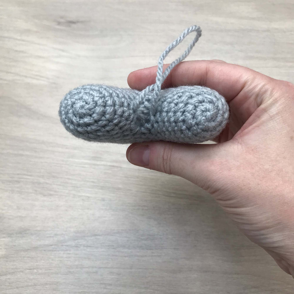 Crochet Teal Grey Heart Hanging Decoration