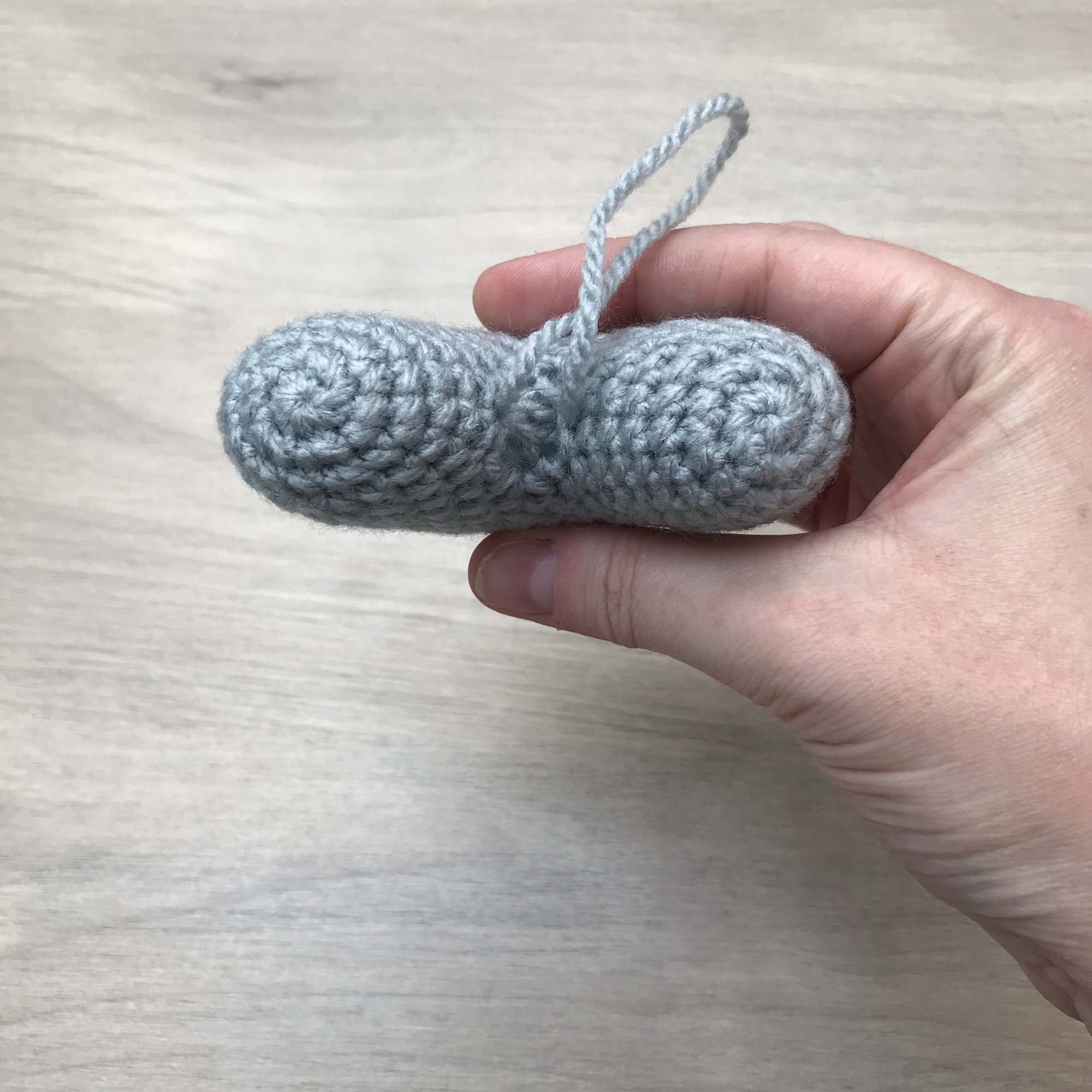 Crochet Teal Grey Heart Hanging Decoration