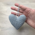 Crochet Teal Grey Heart Hanging Decoration