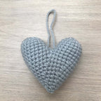 Crochet Teal Grey Heart Hanging Decoration