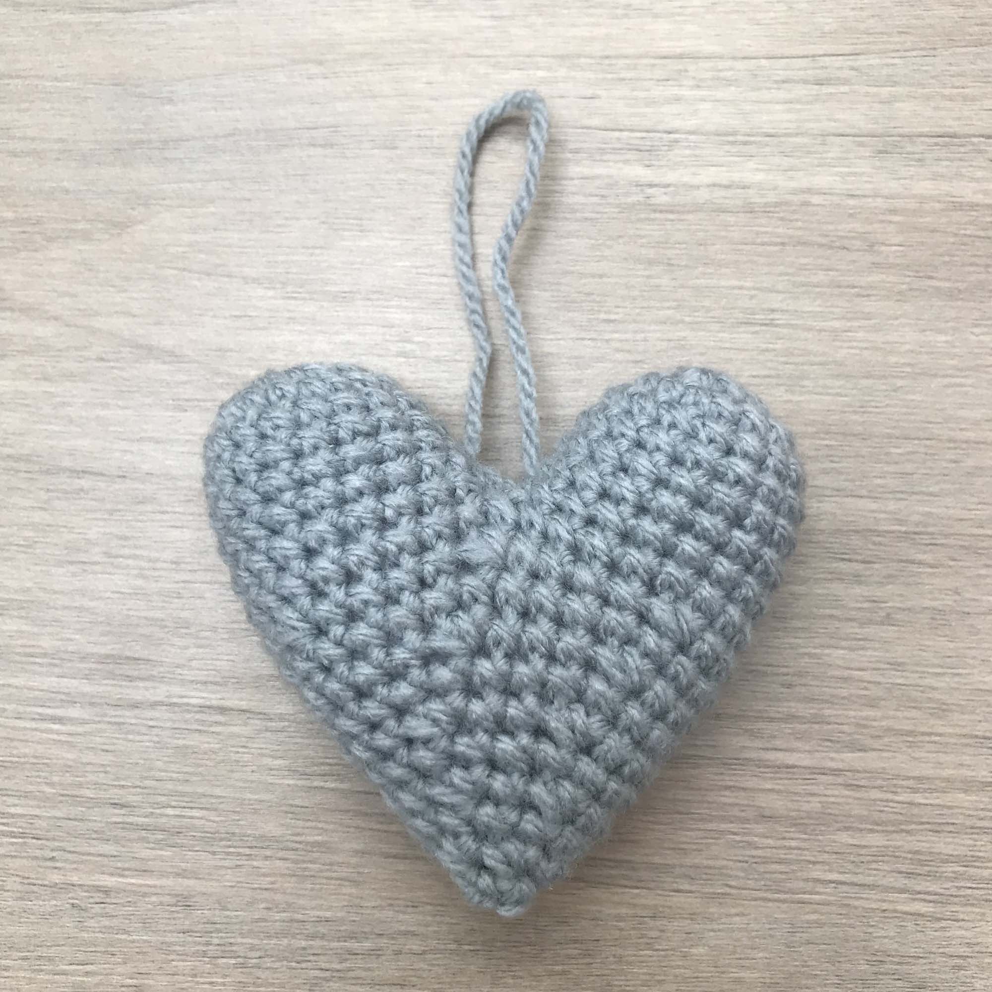 Crochet Teal Grey Heart Hanging Decoration