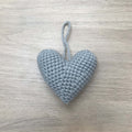 Crochet Teal Grey Heart Hanging Decoration