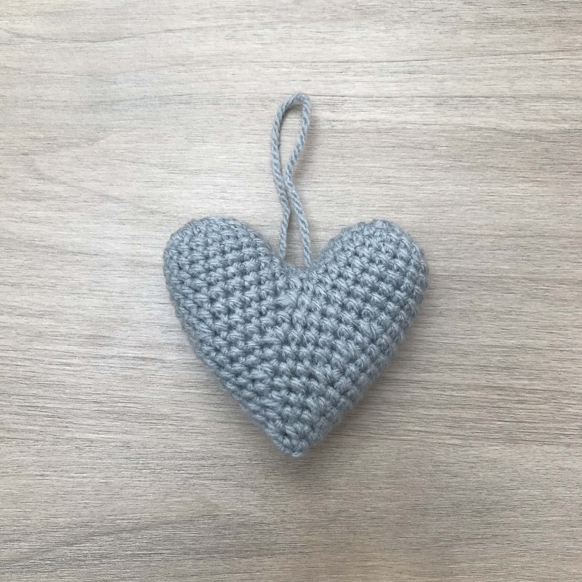 Crochet Teal Grey Heart Hanging Decoration