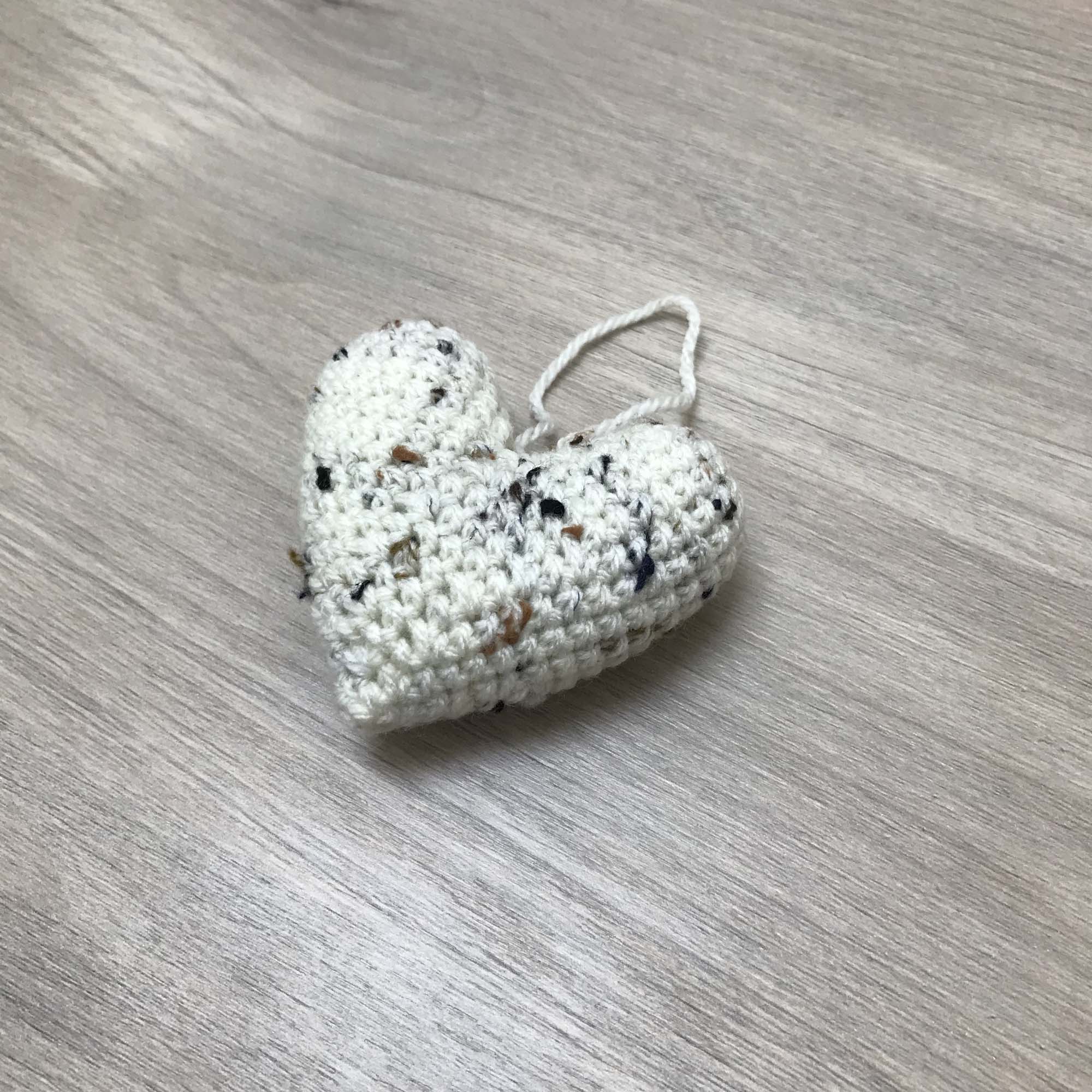 Crochet Cream Heart Hanging Decoration