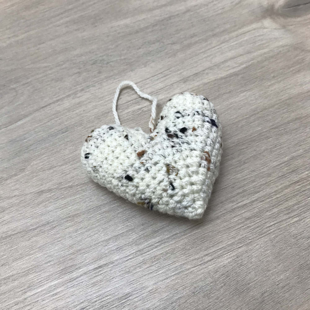 Crochet Cream Heart Hanging Decoration