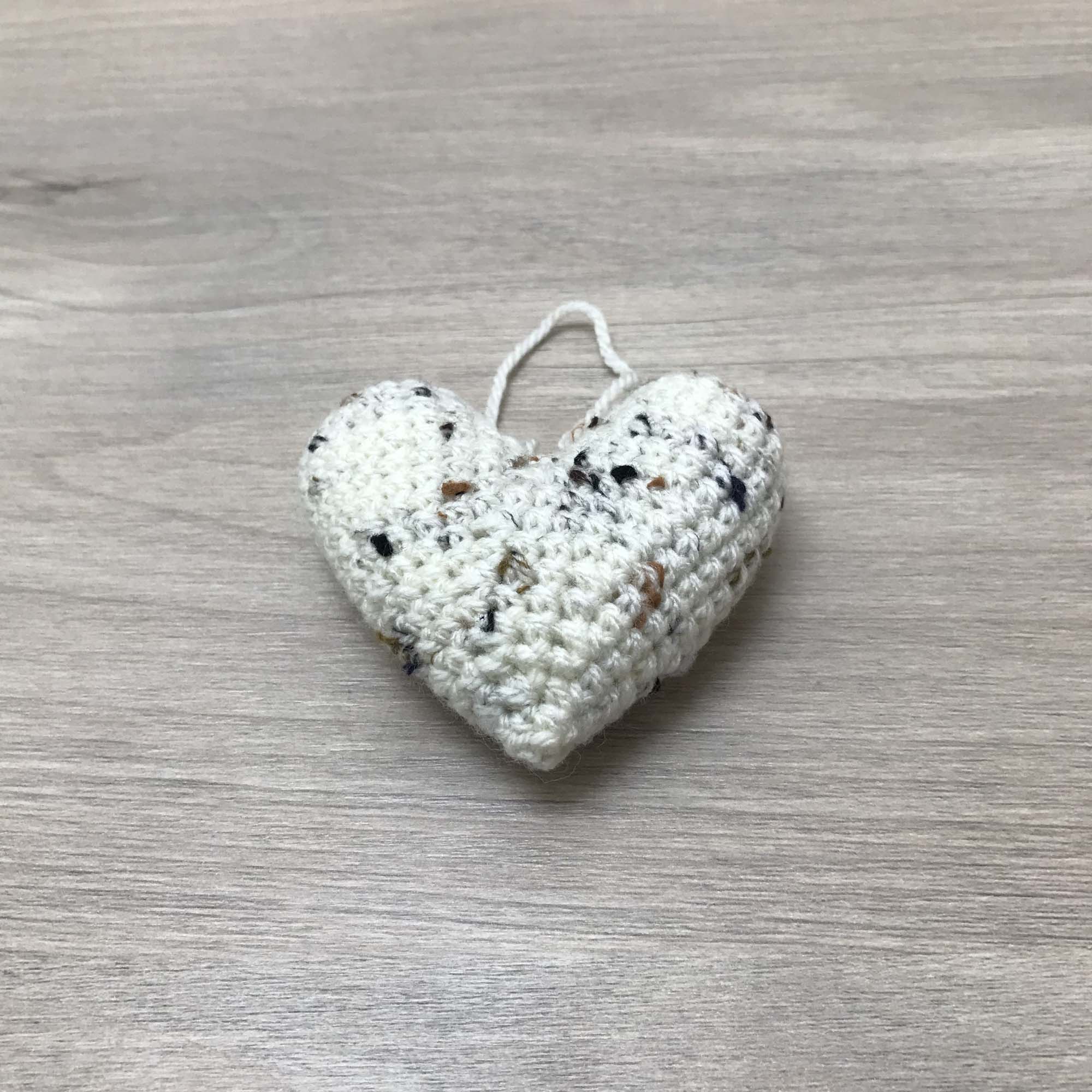 Crochet Cream Heart Hanging Decoration