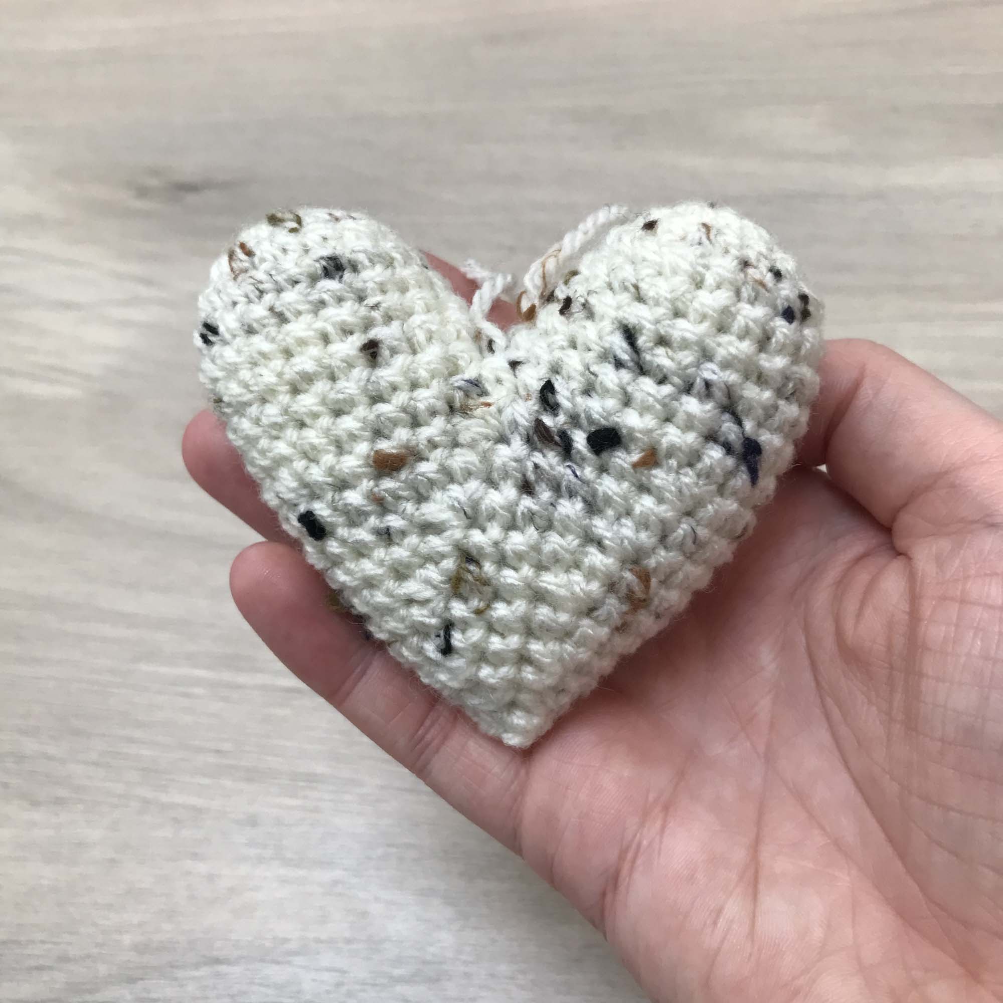 Crochet Cream Heart Hanging Decoration