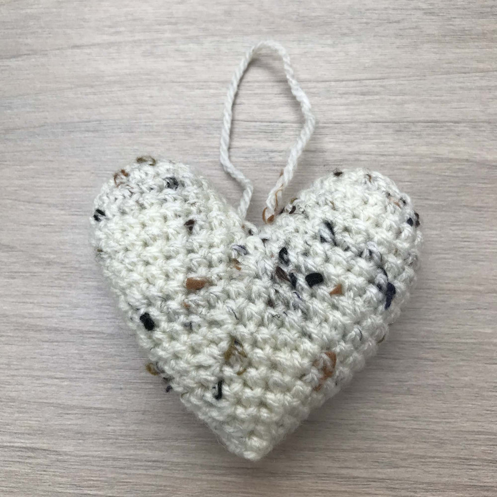 Crochet Cream Heart Hanging Decoration