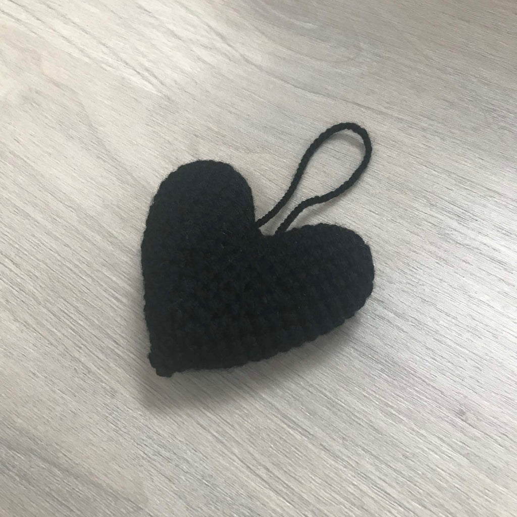 Crochet Black Heart Hanging Decoration