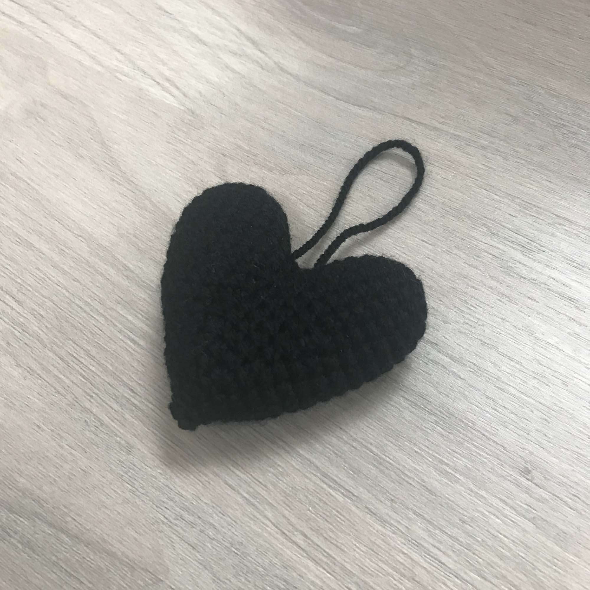 Crochet Black Heart Hanging Decoration