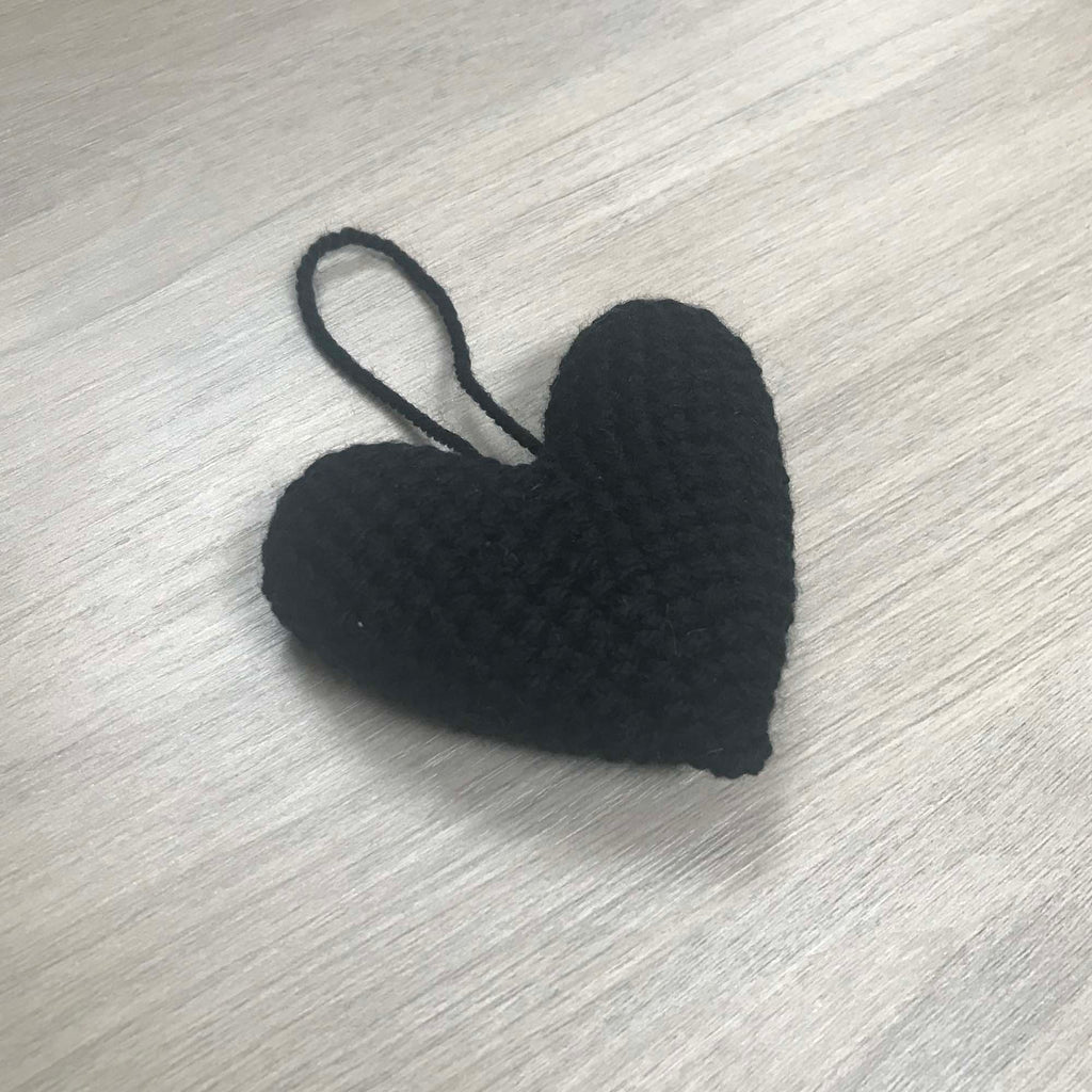 Crochet Black Heart Hanging Decoration