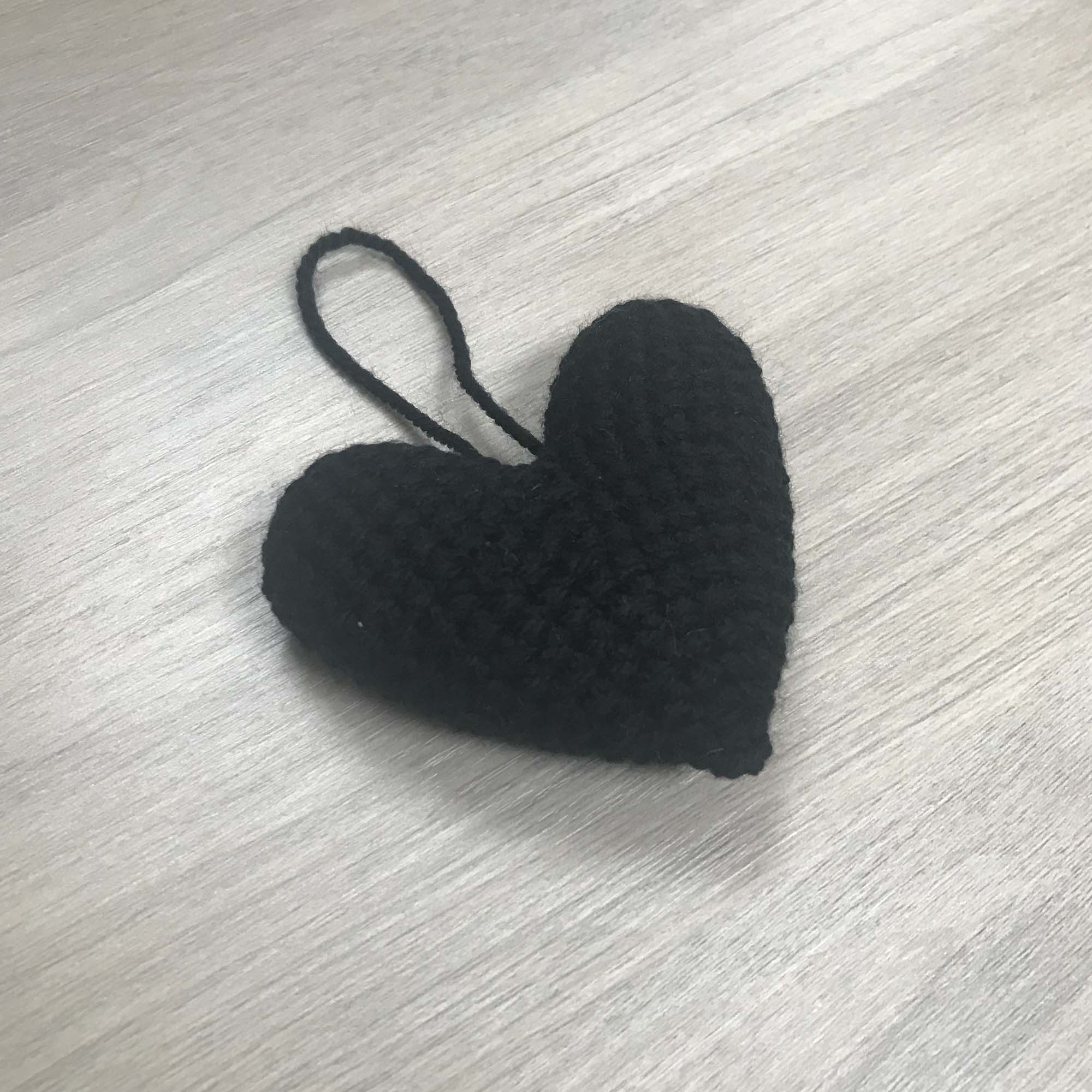 Crochet Black Heart Hanging Decoration