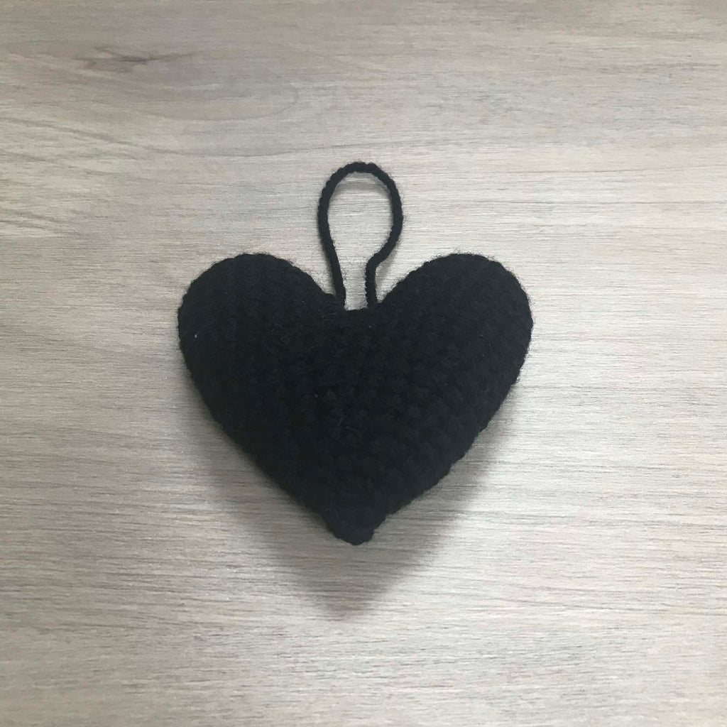 Crochet Black Heart Hanging Decoration