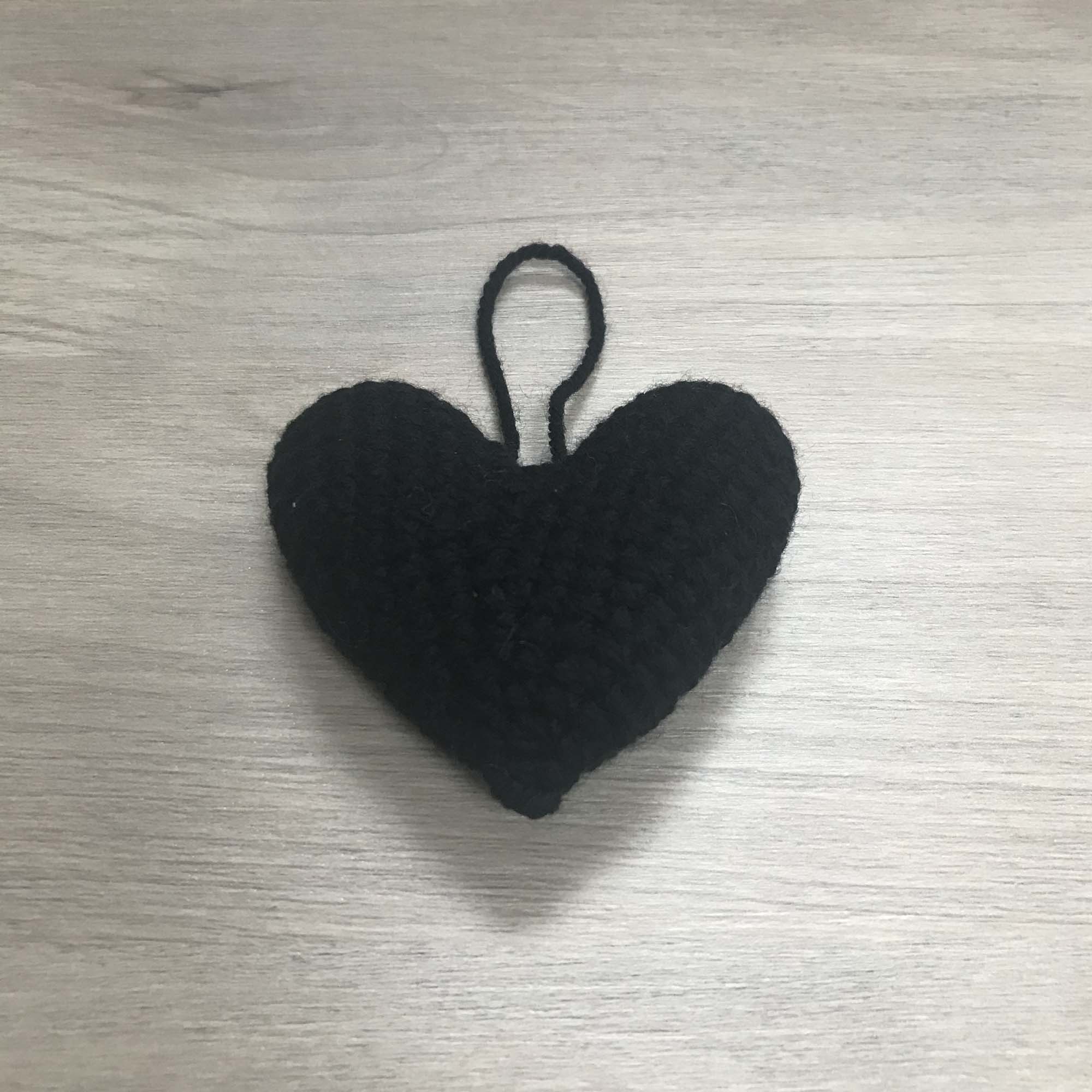 Crochet Black Heart Hanging Decoration