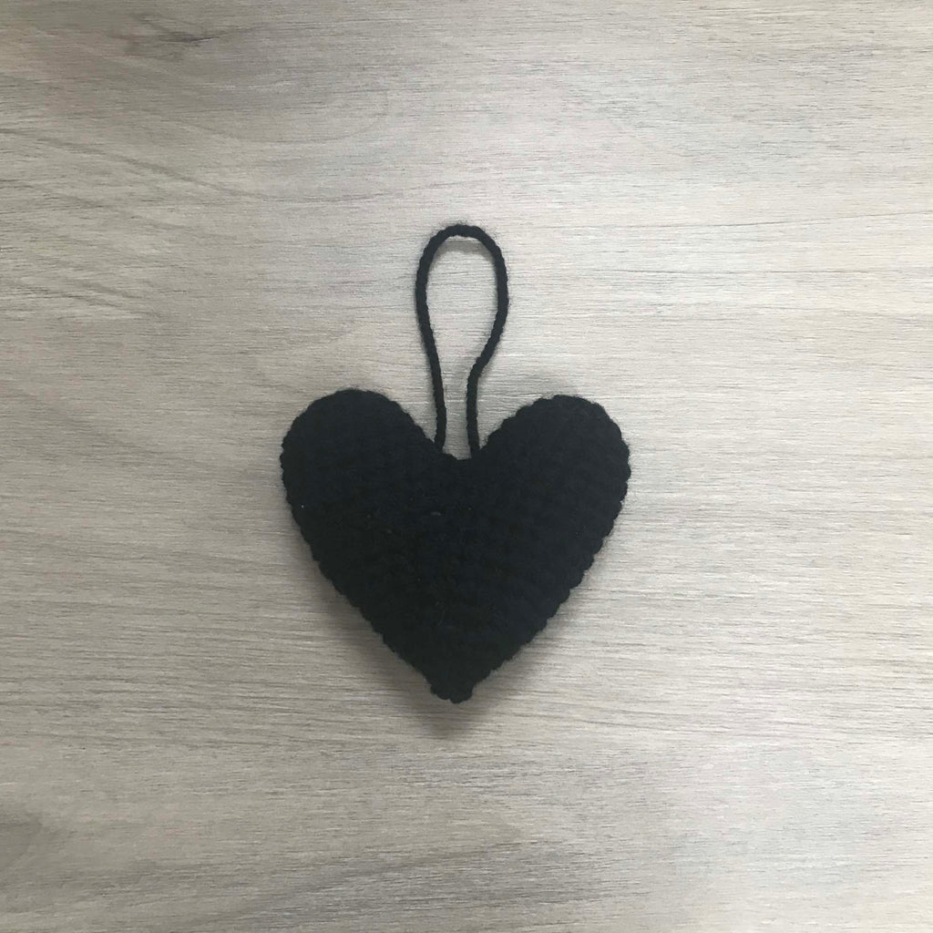 Crochet Black Heart Hanging Decoration