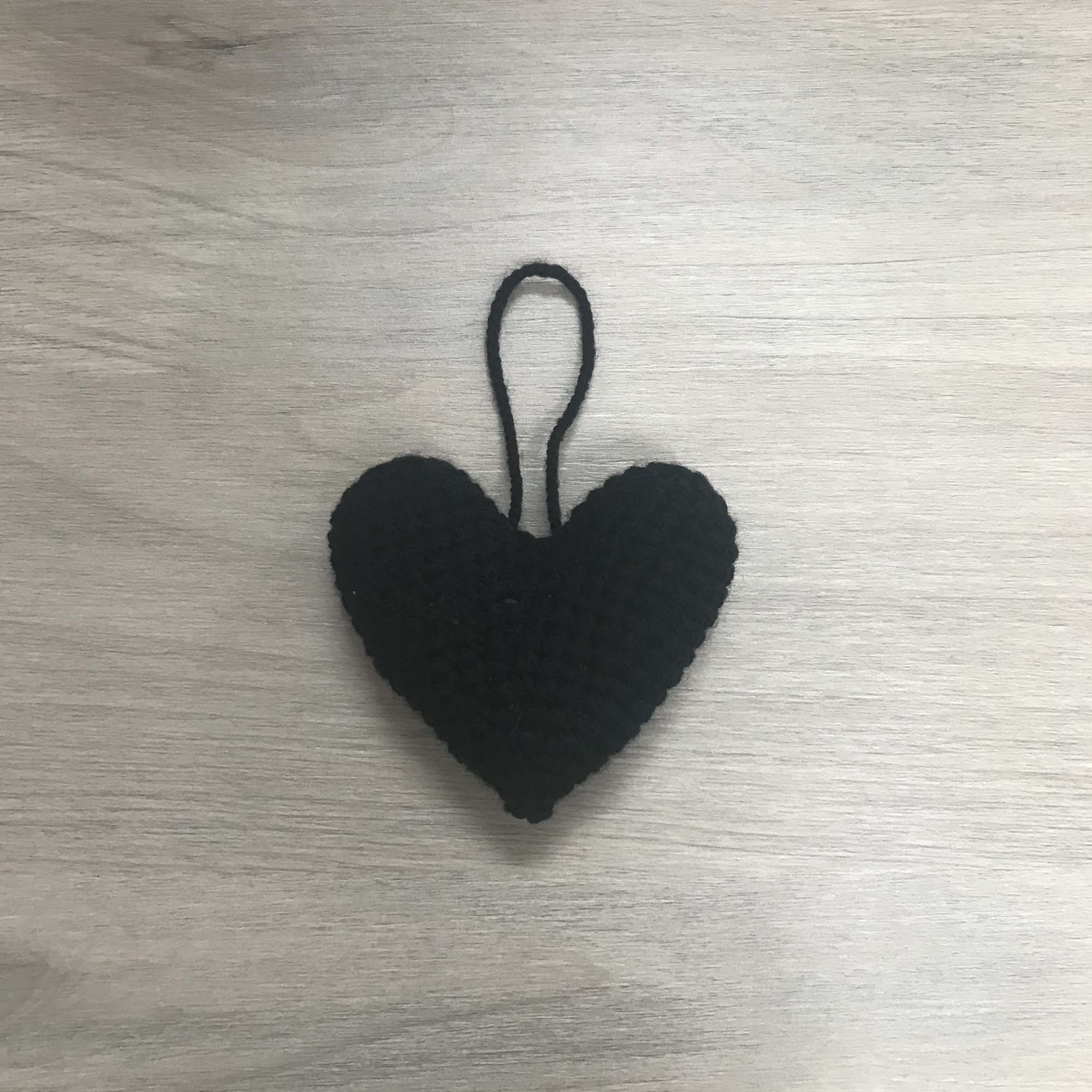 Crochet Black Heart Hanging Decoration