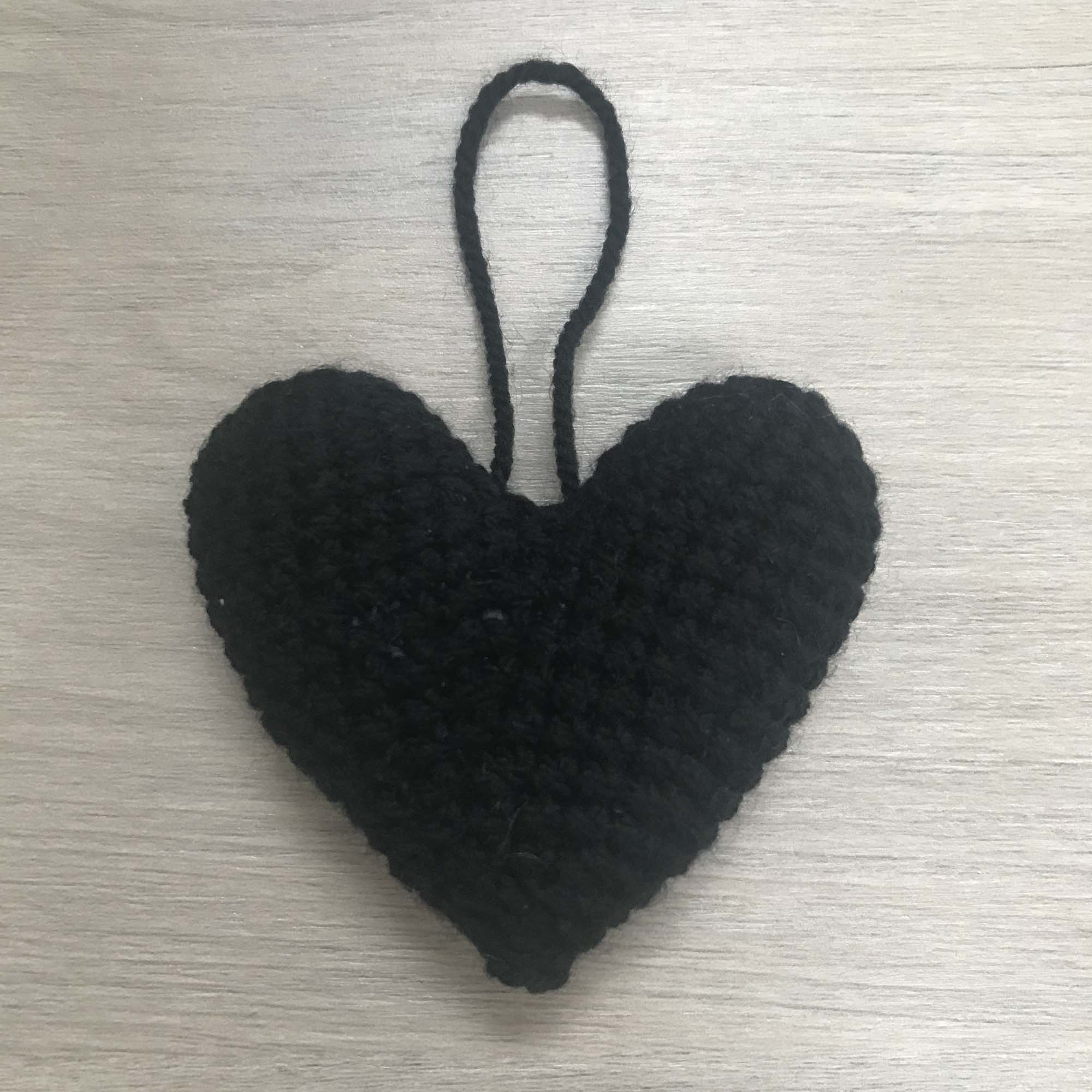Crochet Black Heart Hanging Decoration