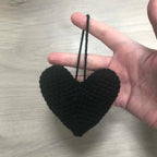 Crochet Black Heart Hanging Decoration