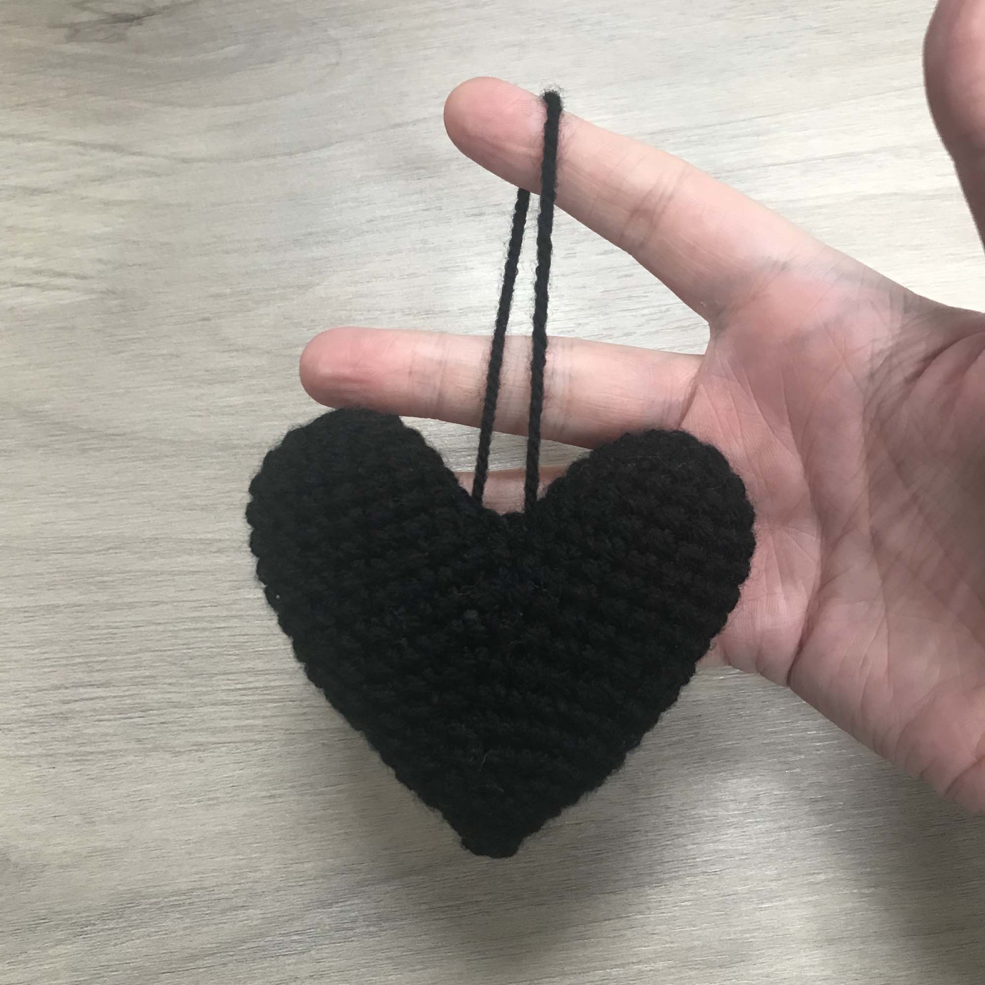 Crochet Black Heart Hanging Decoration