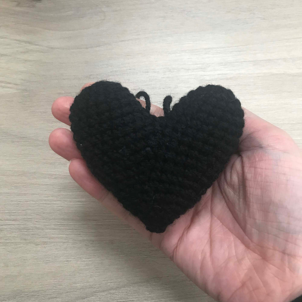 Crochet Black Heart Hanging Decoration