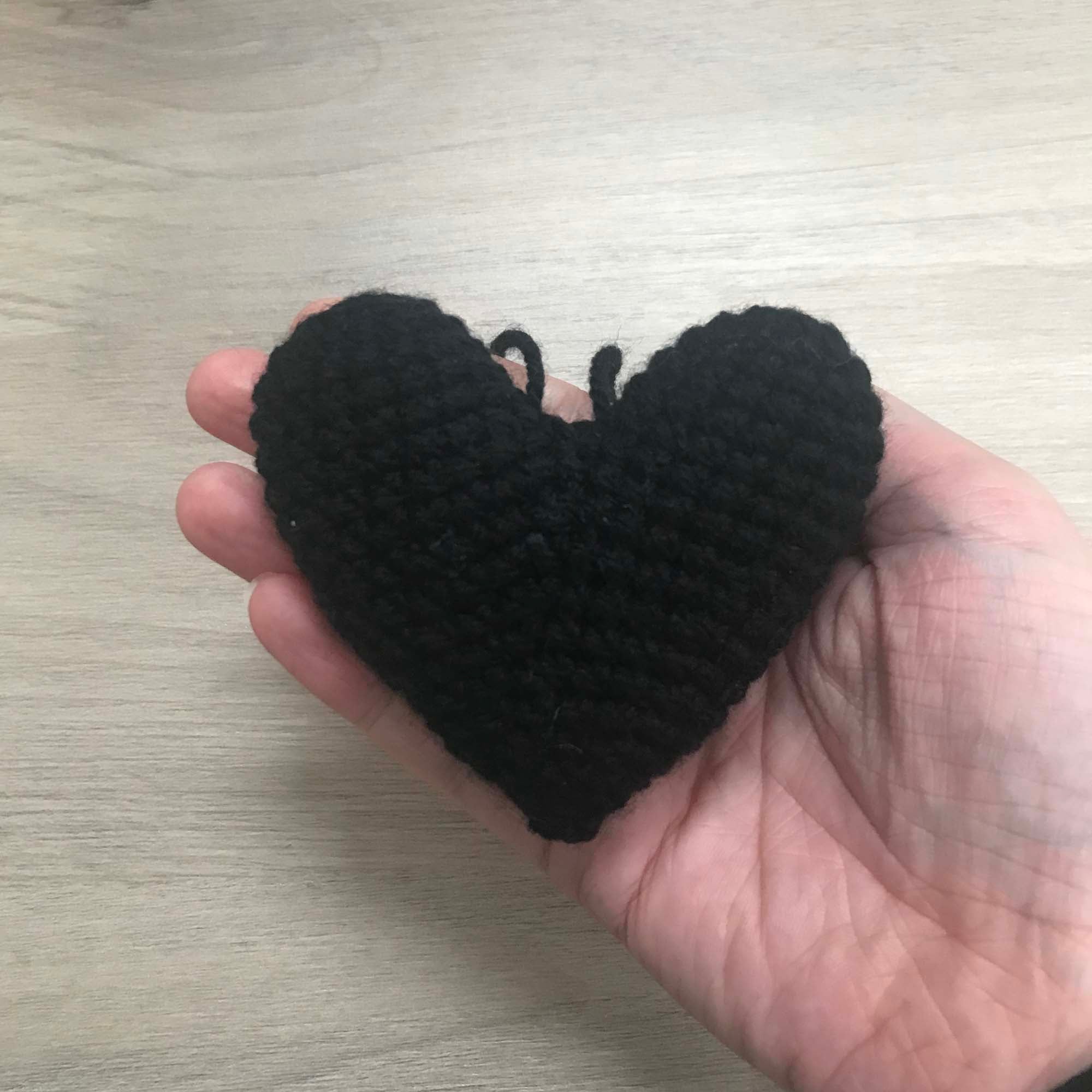 Crochet Black Heart Hanging Decoration