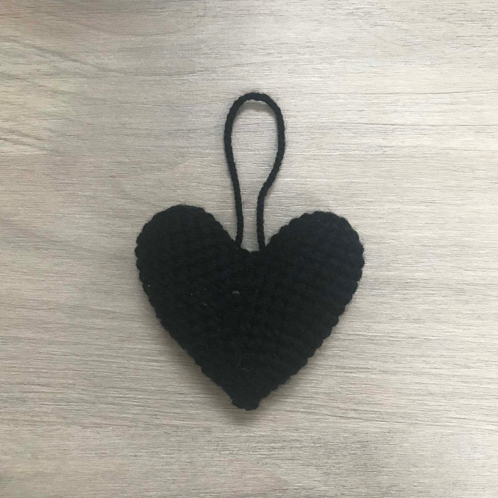 Crochet Black Heart Hanging Decoration