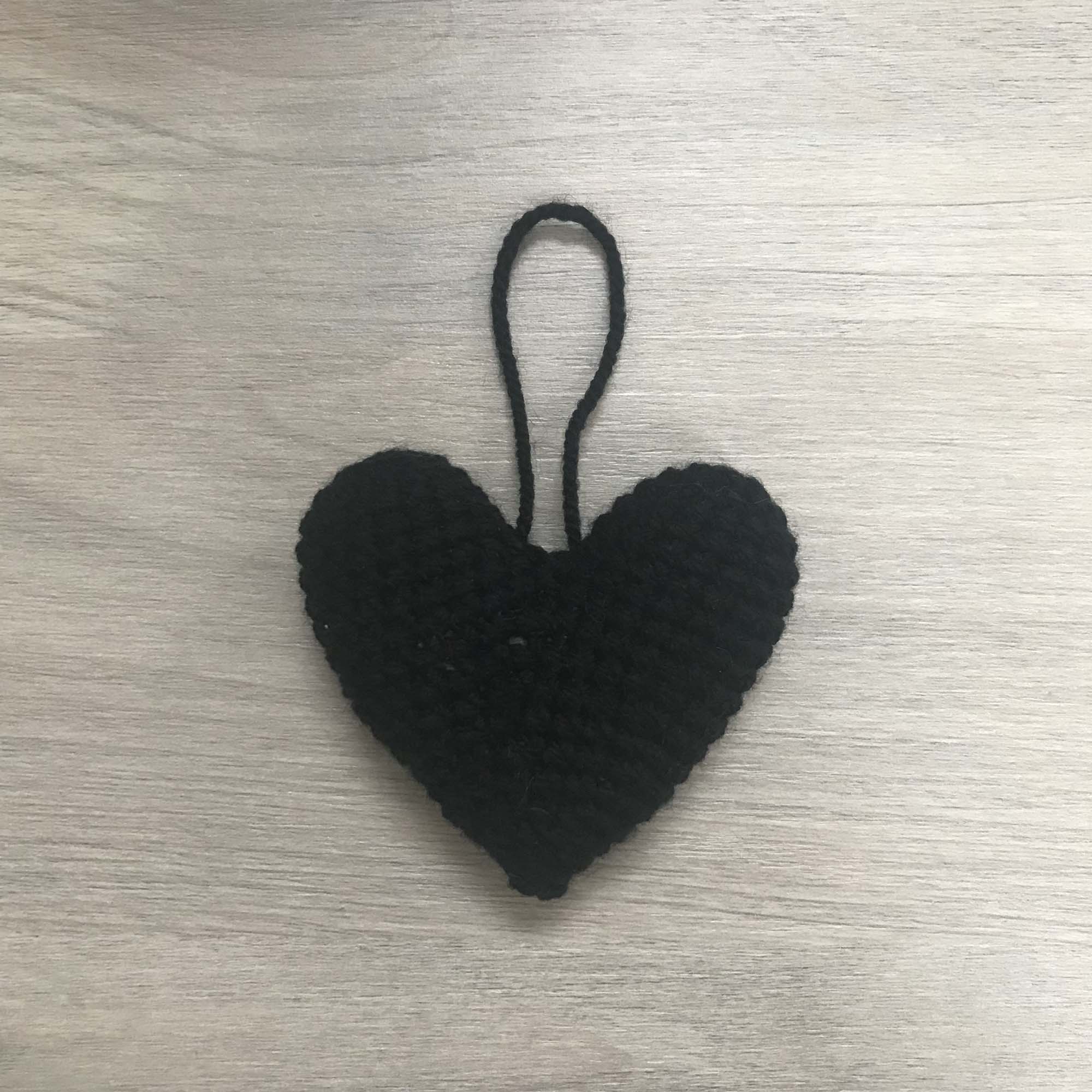 Crochet Black Heart Hanging Decoration