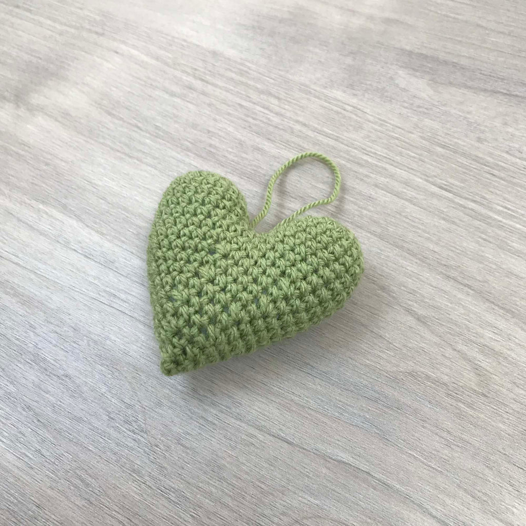 Crochet Green Heart Hanging Decoration