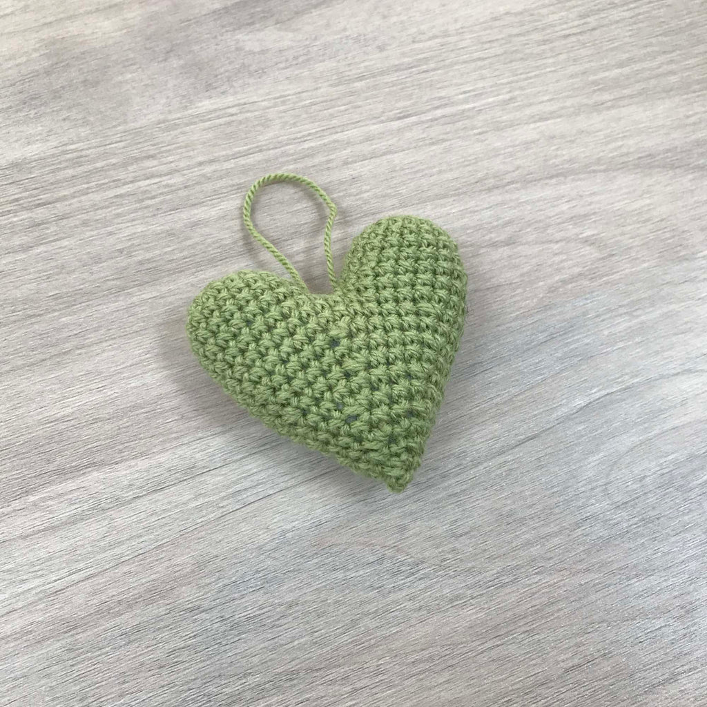 Crochet Green Heart Hanging Decoration