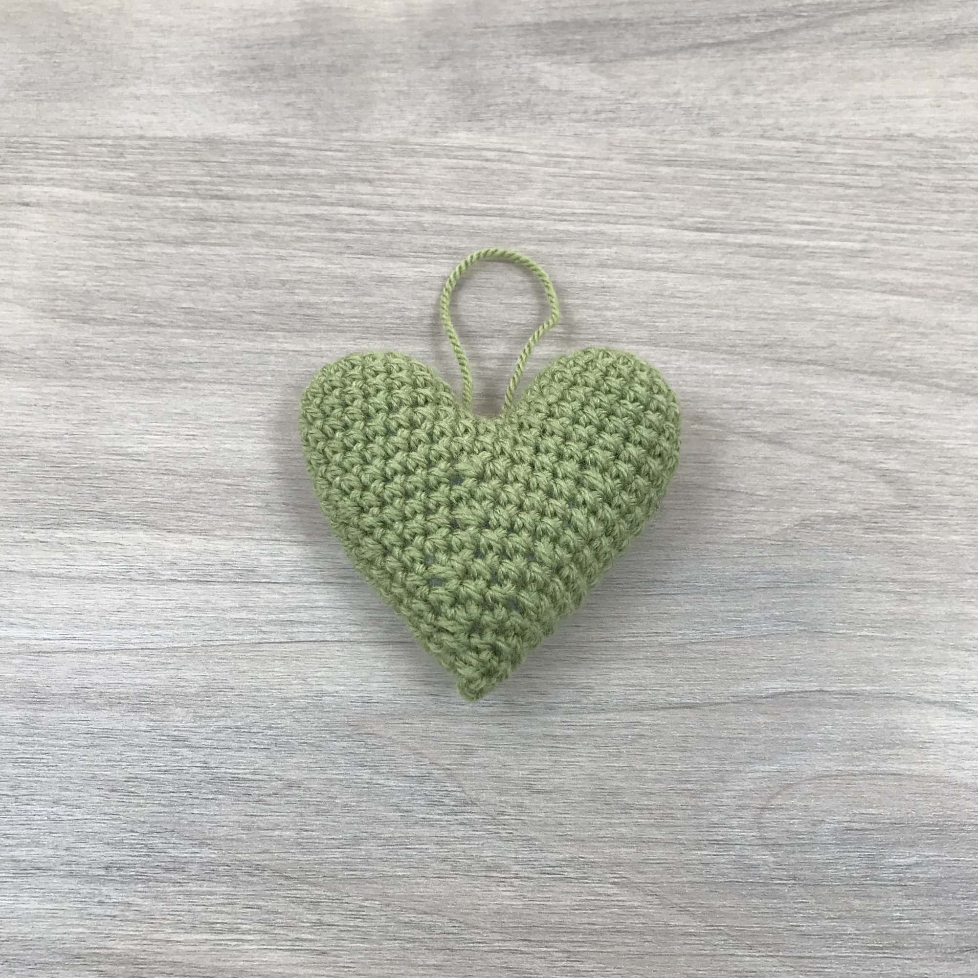 Crochet Green Heart Hanging Decoration