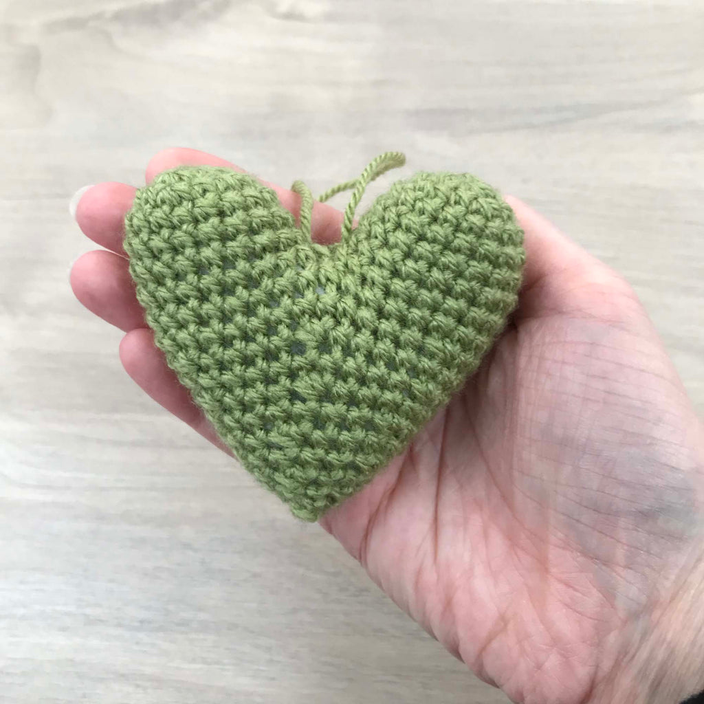 Crochet Green Heart Hanging Decoration