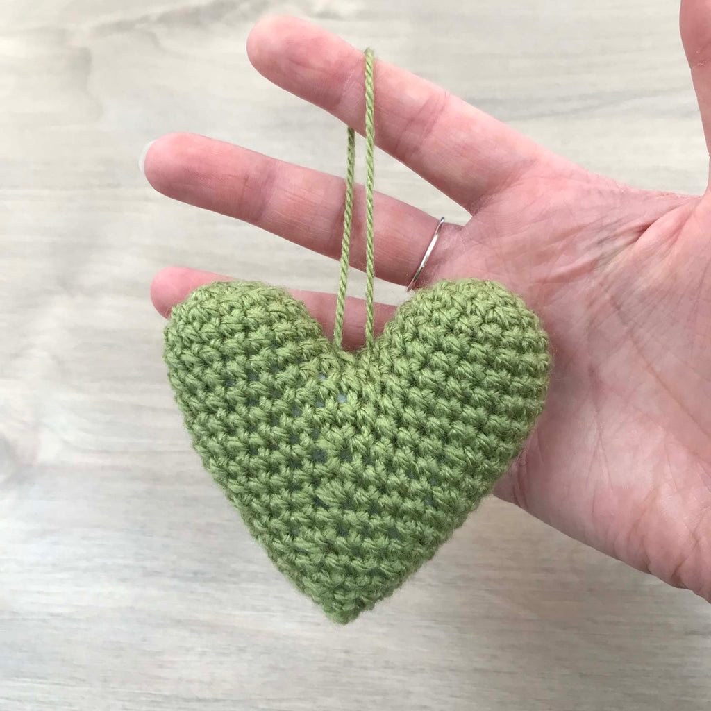 Crochet Green Heart Hanging Decoration