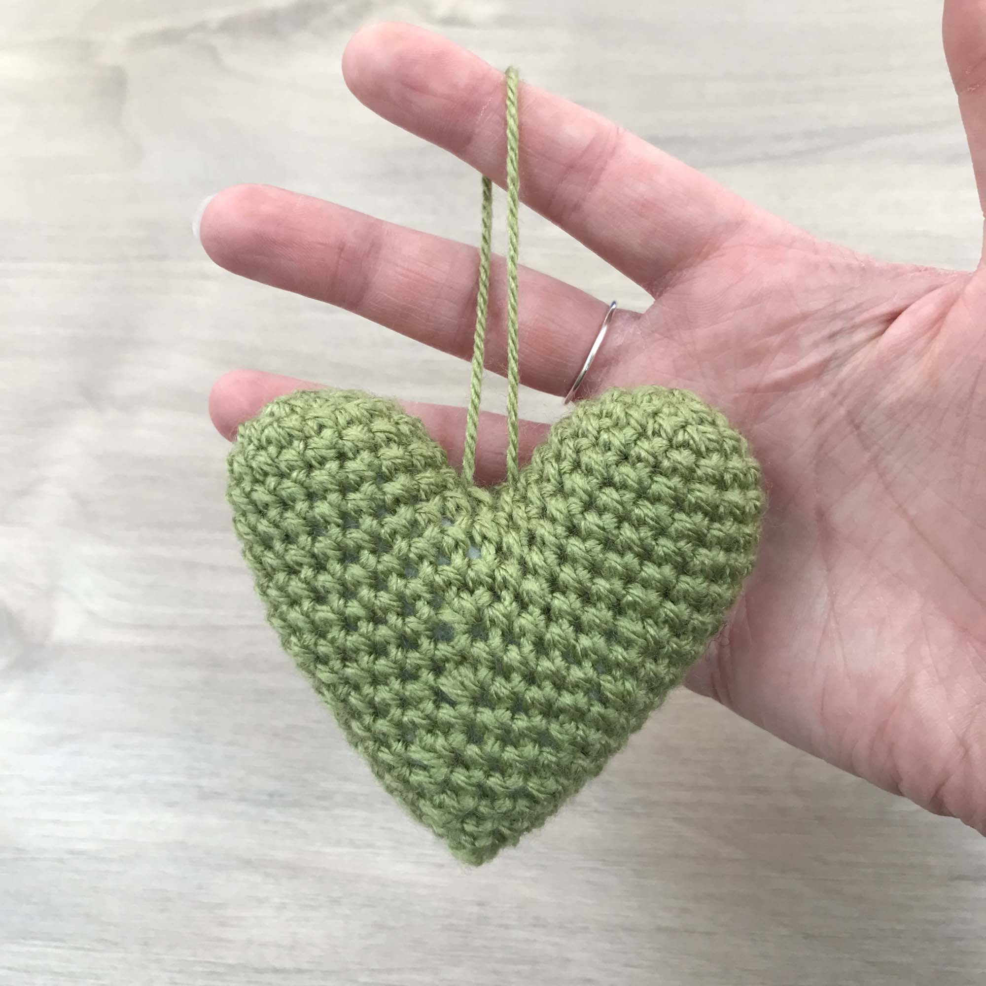 Crochet Green Heart Hanging Decoration