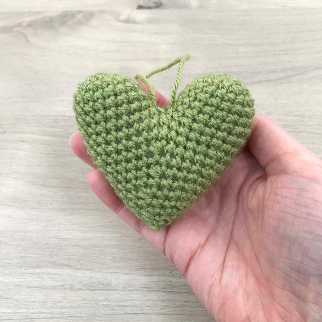 Crochet Green Heart Hanging Decoration