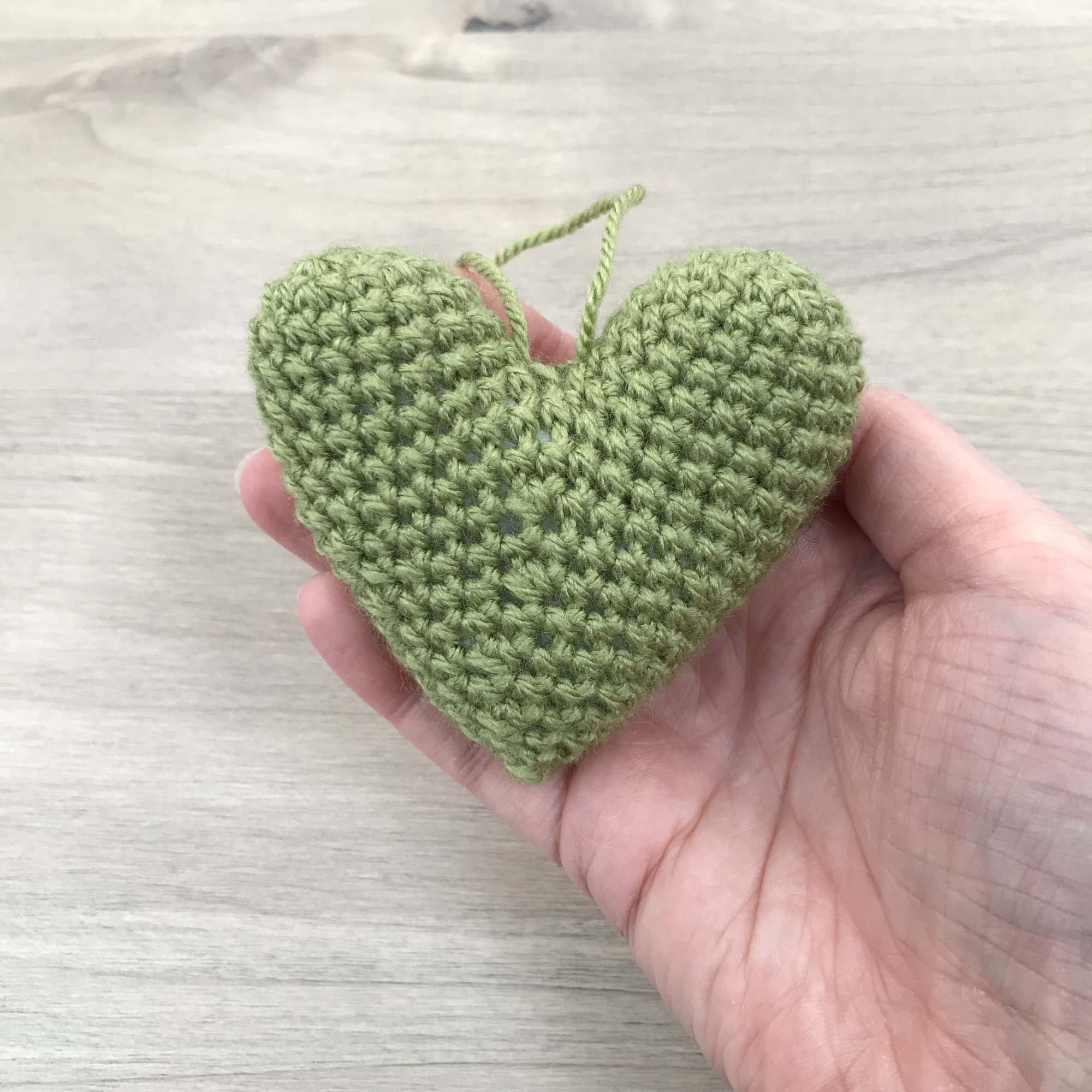 Crochet Green Heart Hanging Decoration