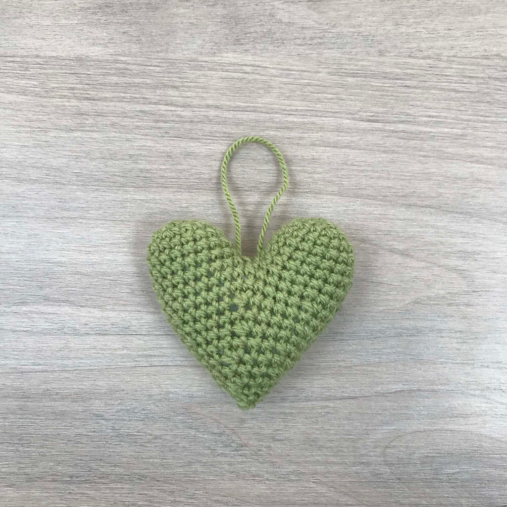 Crochet Green Heart Hanging Decoration