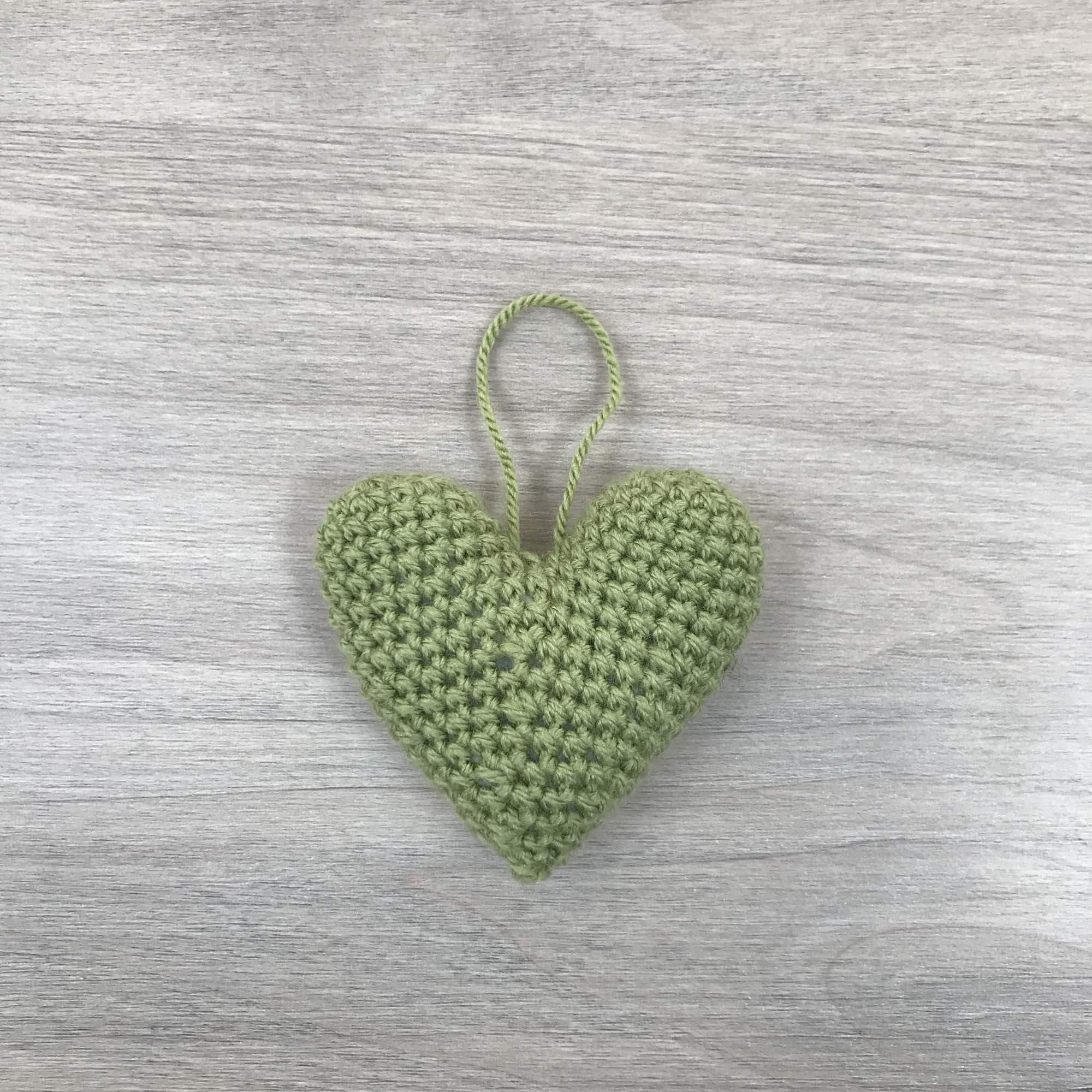 Crochet Green Heart Hanging Decoration