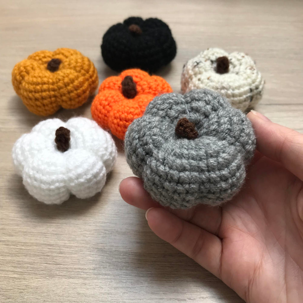Crochet Medium Pumpkin Decoration with Stalk