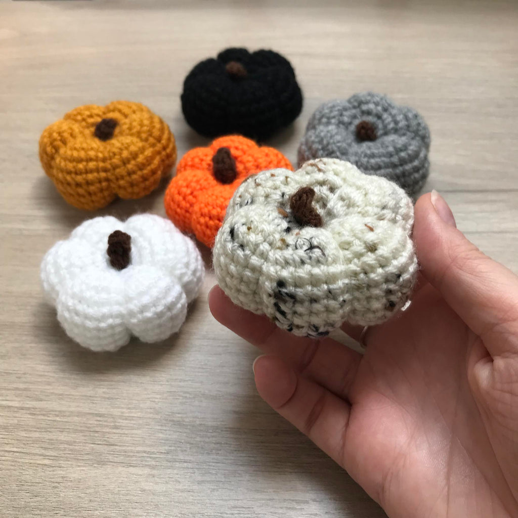 Crochet Medium Pumpkin Decoration with Stalk