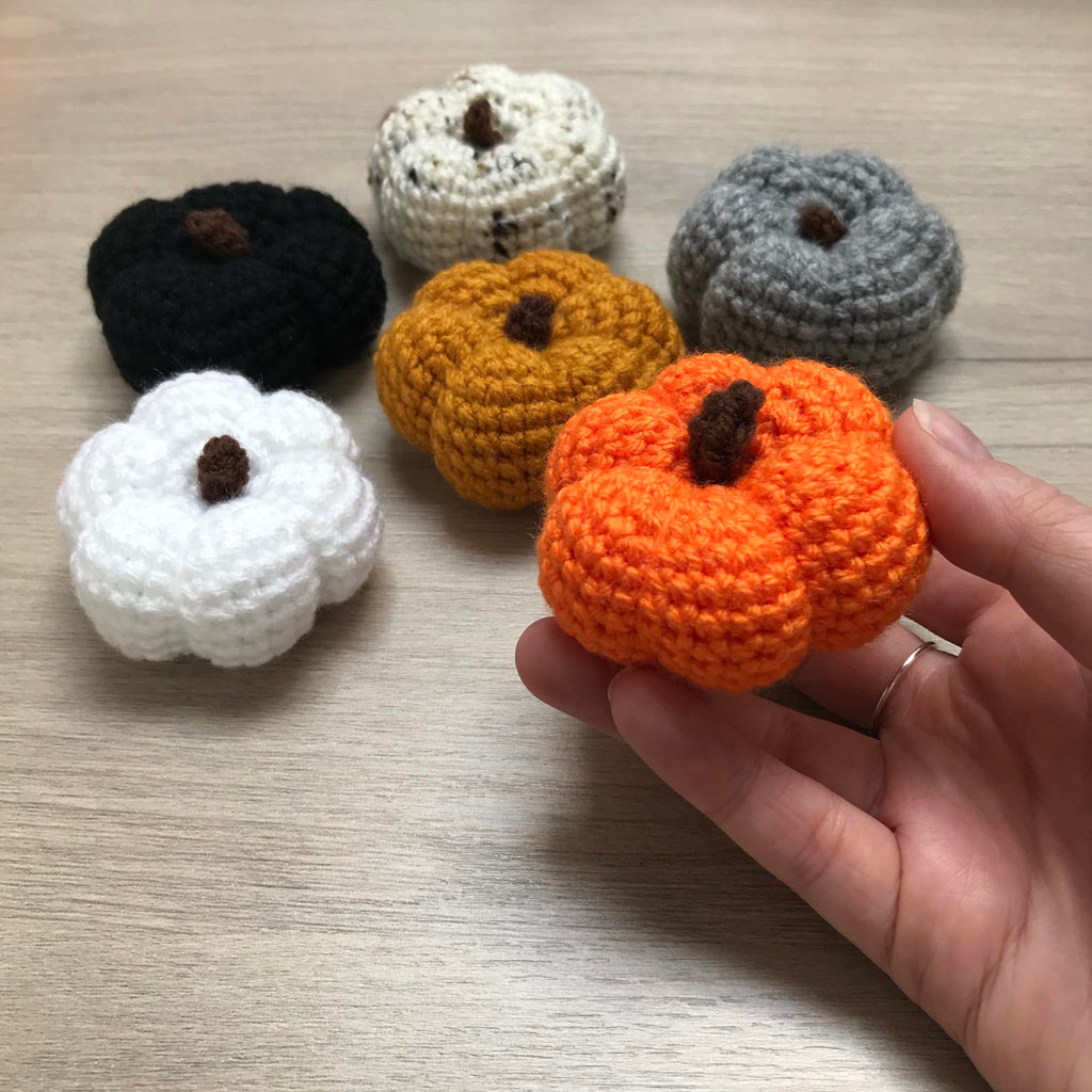 Crochet Medium Pumpkin Decoration with Stalk
