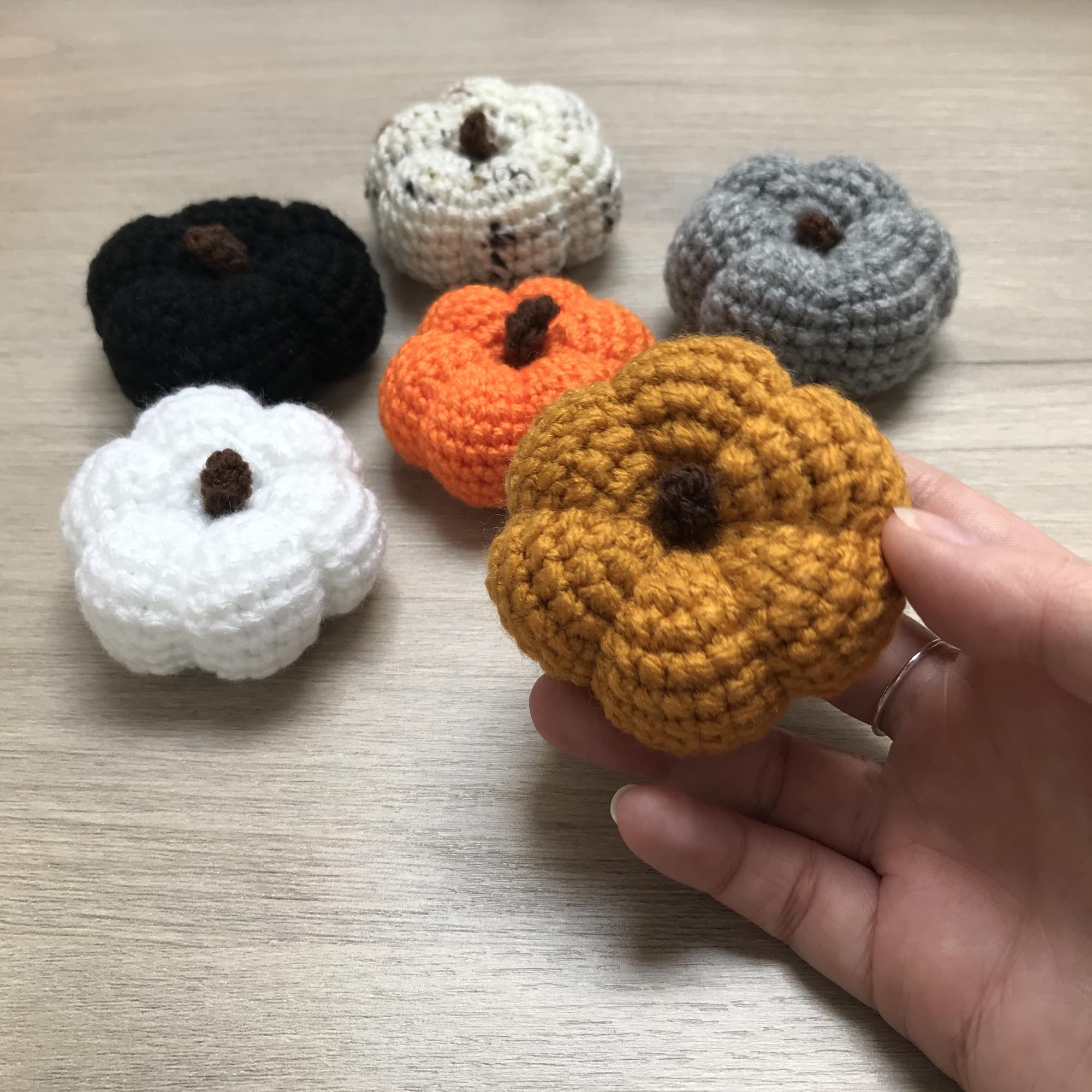 Crochet Medium Pumpkin Decoration with Stalk