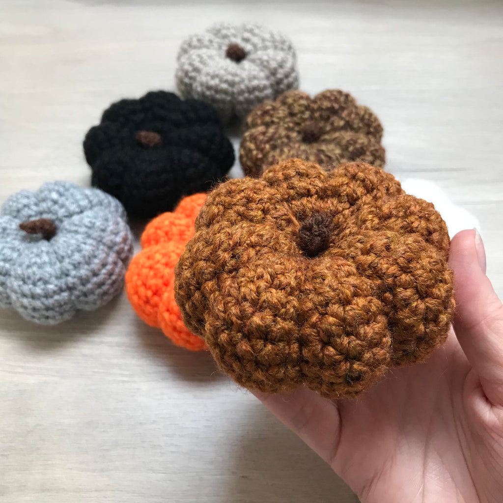 Crochet Large Pumpkin Decoration with Stalk